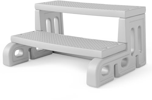 VINGLI Marchepieds pour jacuzzi – Échelle de spa robuste à 2 marches antidérapantes – Escalier universel multifonction pour une utilisation en intérieur/extérieur (gris)