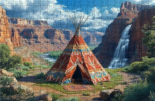Puzzle 6000 Teile, Jigsaw Puzzle 6000 Teile Erwachsene Zelt Holzpuzzle Erwachsene Wasserfall, Klassische Puzzles Geschicklichkeitsspiel als Geschenke für Frauen Deko Wohnzimmer 105 x 180 cm RXPT-6359