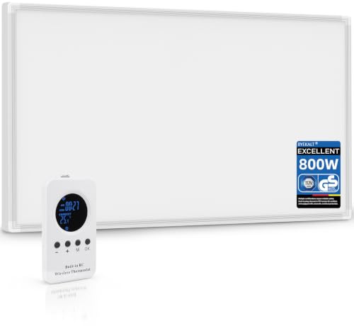 Byekalt Infrarotheizung 800W, Thermostat, Infrarot Wandheizung, 10-18 m² | Smart-Elektroheizung mit Fernbedienung, Energiesparender, Überhitzungsschutz, 24 Std. Timer, TÜV, 0dB, 10 Jahre Garantie