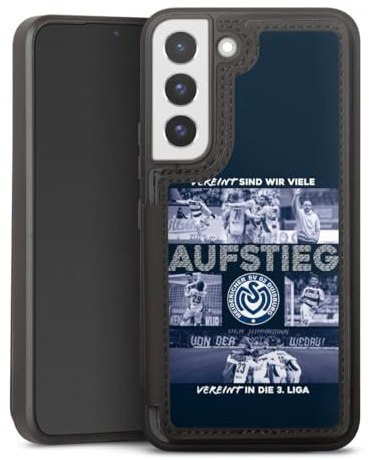 Portmonee Hülle kompatibel mit Samsung Galaxy S22 Wallet Case Handyhülle mit Geldbörse MSV Duisburg Aufstieg Offizielles Lizenzprodukt