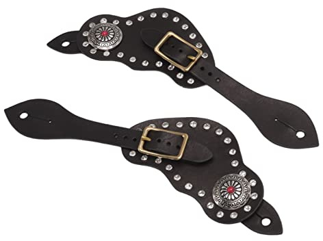 Generic Vintage Svart Sporrrem med Gjord Av Koläder för Hästentusiaster Ridutrustning 25 Cm, 1 par