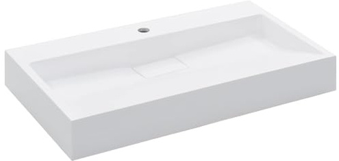 Mengtu Mineralguss Waschbecken Aufsatzwaschbecken 80x46x11cm Weiß Wandmontage für Badezimmer Gäste-WC 144065