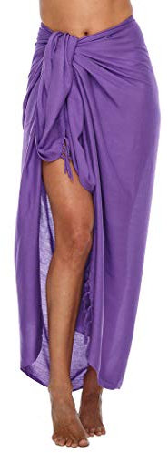 SHU-SHI - Damen Sarong/Pareo für den Strand - zum Tragen über Badeanzügen - Einheitsgröße - Lila