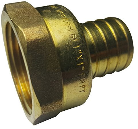 10 Pieces XFITTING 1 Pex x 1 Female NPT Threaded Adapter, Brass Pex B Crimp Fitting, Brass, NSF, Full Port, 10 Packs