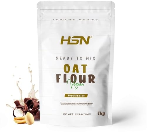 HSN Harina de Avena de Sabores Sabor Chocolate Cacahuete 1 Kg = 20 Tomas por Envase - Instant Oatmeal - Ideal Tortitas de Avena y Claras, Batidos | Sin Azúcares añadidos