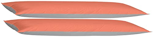 EXKLUSIV HEIMTEXTIL Kissenhülle Kissenbezug Doppelpack mit Reißverschluss 40 x 145 cm hochwertige Jersey Qualität Orange/Grau