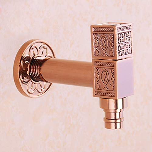 FZHLR Washing Machine Faucet Wall Mounted Bibcock Gold∕Antique∕Rose Gold Copper Outdoor Garden Faucet Washing Machine Tap Small Taps,Rose Gold