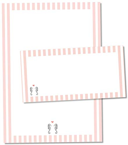 TYSK Design Briefpapier Vintage Orange (Design wählbar) 50 Blatt DIN A4, 25 Umschläge - Papier-Set mit Motiv, Schreibpapier, Designpapier für Briefe, Notizen