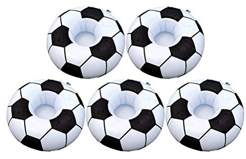 5pcs Pool Floats Cupholder Floating Cup Holder Rack Footies Inflatable Coasters Inflatable Coasters Football Soccerball Table for Drinks Summer