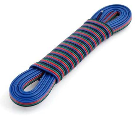 LumenTEC LED Stripe, LED Streifen 12V Verlängerungskabel 4 Pin RGB, Anschlusskabel LED Verbinder, 12v-24V kabel 4x 0,35mm (5m RGB 4-Pin)