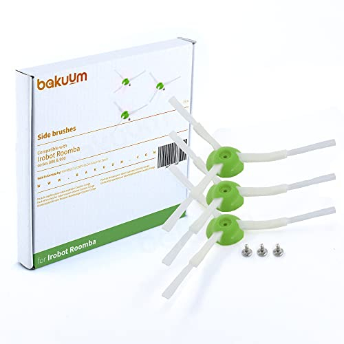 BAKUUM Pack x3 Cepillos laterales x3 Tornillos y 2 neumaticos para iRobot Roomba Series E5 E6 i7 i7+ j7 j7+ Plus. Escobillas con cerdas ultra duraderas. y neumaticos antideslizantes