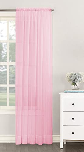 Single Plain Voile Net Curtain Sheer Panels Slot Top Heading (Rose, 140cm (55) Wide x 229cm (90) Drop)