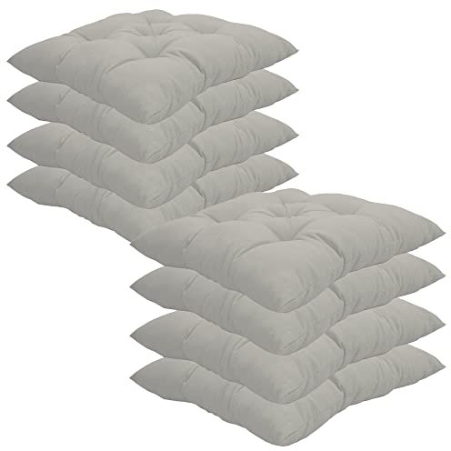 NYVI Stuhlkissen 38x38 cm ComfySeat Weiß 8er Set - Sitzkissen mit 6 cm Comfort Sitzpolster - Indoor & Outdoor - Gartenstuhlkissen aus Baumwoll-Mischgewebe - ÖkoTex 100