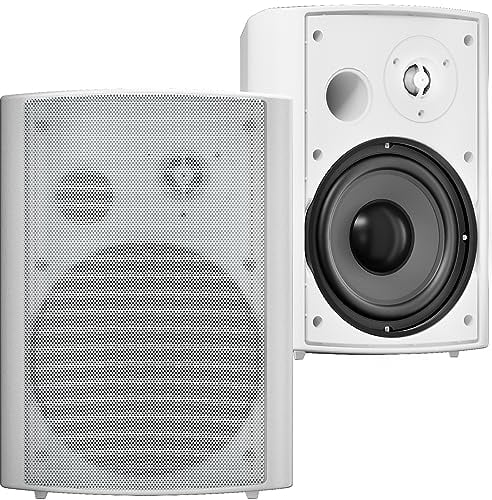 STUDIOFINIX 6.5 Inches 400 Watt Indoor Outdoor Bluetooth Speakers Wall Mount Speakers Waterproof Weather Resistant for Patio Garage Home Outdoor (White)