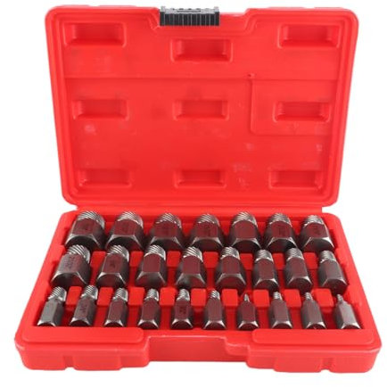 Jeanoko Kit d'extracteur de vis endommagé, Outil de retrait de vis à tête hexagonale de Grande Torsion de 25 pièces pour Boulon