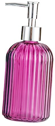 Alipis Glass Pump Soap Dispenser Bottle 400ml Refillable Liquid Lotion Pump Purple Glass Bottle for Hand Soap Shampoo and Body Wash for Home and Travel