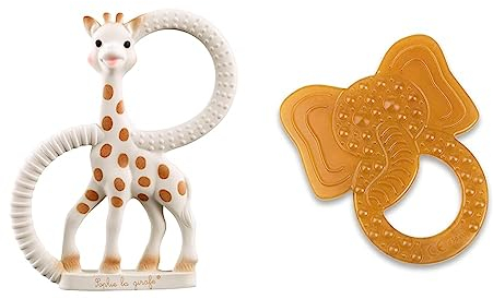 Sophie la girafe Beißring WEICH, 1 x 9 x 12 cm Vulli 010318 & GRÜNSPECHT Bio-Beißring aus Naturkautschuk für zahnende Babys, massiert Zahnfleisch, BPA frei, weich, fördert Feinmotorik, Elefant