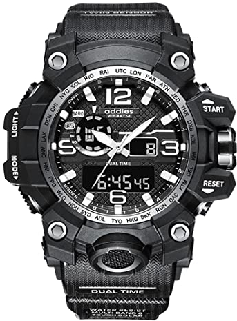 TPWEWRX Herren Militäruhr Uhren Outdoor 50M Wasserdicht Sport Digitale Armbanduhr Multifunktionale Bergsteigeruhr LED Alarm Kalender Analog Chronograph Schwimmuhr (Black 1)