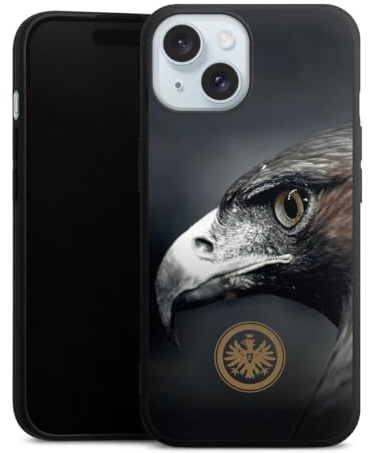 Premium Silikon Hülle kompatibel mit Apple iPhone 15 Handyhülle schwarz Case Eintracht Frankfurt Offizielles Lizenzprodukt Adler