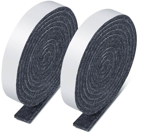 EODKSE Set de 2 Rollo de Almohadillas Fieltro Adhesivo para Muebles (100x2cm), 4mm de Espesor, con Protección Antideslizante para Patas de Mesa, Sillas y Pies de Muebles, Adaptables a Cualquier Forma,