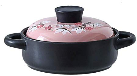 Olla de Barro Cerámica Antiadherente. Maceta de Barro. Olla Saludable. Olla de Sopa Resistente al Calor. Olla Caliente para Sopa. con Tapa de Esmalte de Colores Rosa 1.58 Cuartos