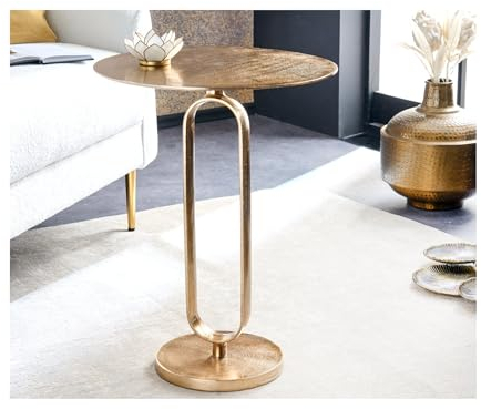 Barock Tisch Couchtisch Beistelltisch BAROCKTISCH RUND IN Gold Aluminium ANTIK Look BAROCK Stil REPRO HÖHE 60cm