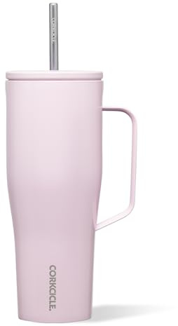 Corkcicle Cold Cup XL 30 oz Triple Insulated Shimmer Powder | Cold up to 12 hours, triple insulated, screw-on lid, integrated handle, cup holder friendly, bottom