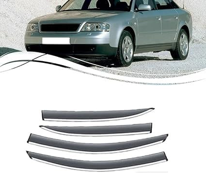 AnJWen Autofenster Windabweiser für Audi A6 C5 4B 1997-2004, Autofenster Regenschutz, Regenabweiser, Integrierte Deflektoren, 4 Stück