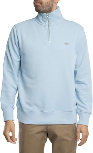 GANT Herren Sweatshirt Mit 1/4-Reißverschluss Und Regulärem Schild, Fresh Blue