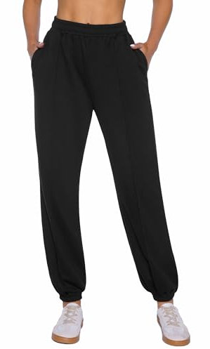 Demegimi Pantaloni Sportivi Donna a Vita Alta Pantaloni della Tuta Donna in Cotone con Tasche Pantaloni Jogger Leggeri per Jogging Fitness Sport Yoga