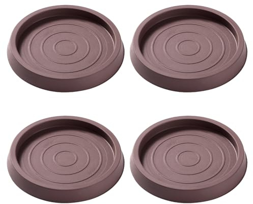 VooGenzek 4 Stück 6.4cm Rund rutschfeste Möbeluntersetzer aus Gummi für Bett, Schrank, Sofa, Stuhl, Tisch, Klavier, Gartenstühle, Braun