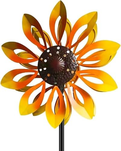 Windspinner Gartendekoration mit Solarlicht, Metall, Kupfer/Bronze, Doppeldrehrichtung