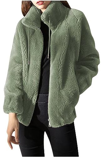 Giacca in Pile Donna Invernale Caldo Cappotto Sherpa Pile Double Face in Tinta Unita Taglie Forti Giubbotto Peluche Offerta Cappotto per Inverno e Autunno Cardigan Coat Outdoor Viaggio Casual