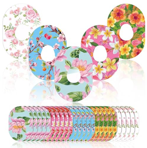 25pcs Sensor Covers for Libre 1/2, Waterproof Sensor Covers for Libre 2, Waterproof Adhesive Patches Freestyle Butterfly Print Blood Sugar Monitor Breathable Sweatproof Sensor Stickers for Freestyle