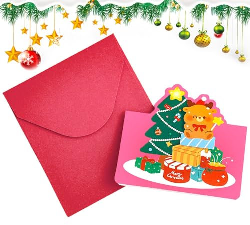 Maciun Weihnachtskarten in Box mit Umschlägen, Kunst- -Grußkarte, faltbare Weihnachtskarten für Kinder, Erwachsene