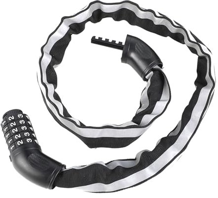Fahrradschloss Zahlenschloss - Bike Lock - Fahrradschloss Mit Zahlencode - Kettenschloss Fahrrad - Mit Reflexstreifen (Schwarz)