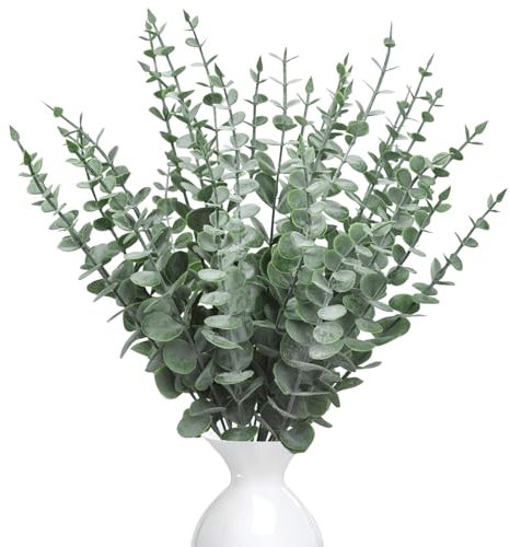 RXKFIGX 30 Stück Eukalyptus Deko, Künstliche Eukalyptusblätter Deko, Dunkelgrün Künstliche Eukalyptus Pflanze Blätter,Künstliche Zweige für Hochze, Party, Home Dekoration