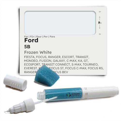 Genuine Colors Lackstift Frozen White 5B für Ford Weiß Fiesta Focus Ranger Escort Transit Mondeo Fusion Galaxy C-MAX KA GT ECOSPORT Connect S-MAX TOURNEO Everest KUGA ST RS Raptor BEV