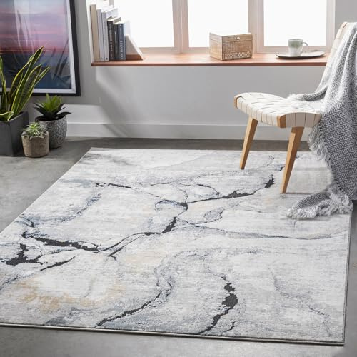 Livabliss Berlin Vintage Rug - Area Rugs for Living Room 140x200 cm, Bedroom - Scandi Neutral Rug, Traditional Patterned Boho Rug Style, Natural Easy Care Pile - Large Rug, Grey, Blue and Ivory Rug
