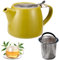 Ceramic Teapot With Infuser and Lid - 500ml/17oz Large Capacity for Blooming & Loose Leaf Tea, Afternoon Set (Grass Green)
