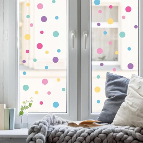 Wandtattoo Loft Fensterbild Karneval wiederverwendbar Frühling bunte Punkte Fasching farbige kleine Kreise A4
