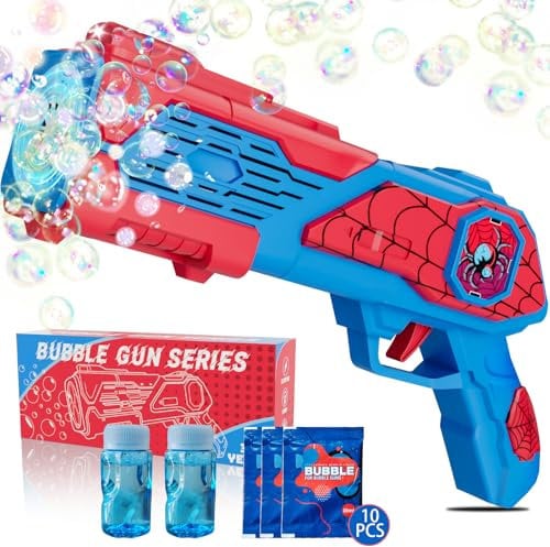 Spider Seifenblasenpistole&Seifenblasenmaschine Kinder: Spielzeug ab 2 3 4 5 6 7 8 Jahre, Spielzeug für Draußen, Garten, Outdoor, Sommer, Partygeschenke, Ostern, Hochzeit, Geburtstagsgeschenke