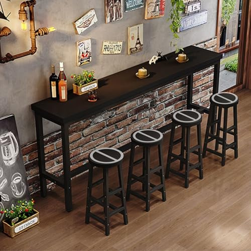 FORRTY Bar table bar tisch hochtisch küche bartisch 2,5cm dicke Platte,verzinkter Stahlrahmen,160/180cm Länge optional,robust und langlebig, geeignet als Esstisch,Stehtisch,Frühstücksbar,Eingangstisch