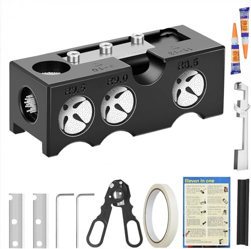 Billard Queue Reparaturset 10er Set, Pool Queue Tip Shaper, Billardzubehör mit Formgeber für Billardstockspitzen, Reparaturwerkzeugset für den Austausch und die Formgebung von Billardstockspitzen