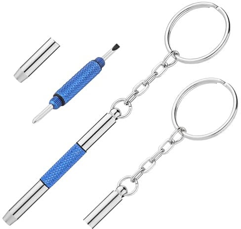 Nogeqi 2 Pack 3-in-1 Glasses Tightening Kit, Compact Eyeglass Screwdriver Kit, Precision Mini Screwdriver for Glasses, Watches, Electronics & Jewelry, Flat Head, Phillips, Hex (Blue)