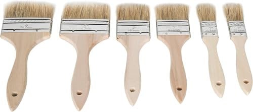Set de 5 pinceaux Plats (25,4/38,1/50,8/63,5/76,2 mm) – Pinceau Peinture et Vernis Bois avec Manche Bois – pinceaux pour lasure, Colle, Teinture et Bricolage intérieur/extérieur