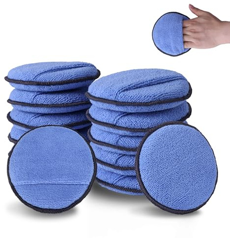 WORKPRO 12-Pack Car Wax Applicator Pads with Finger Pocket, Microfiber Soft Foam Polishing Pads for Car Detailing & Cleaning, Lint-Free, High Resilience
