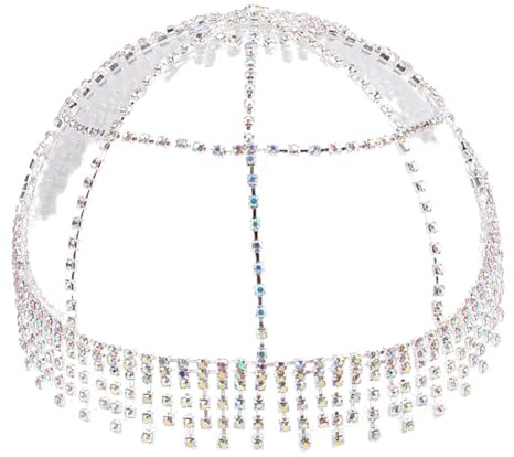 GORGECRAFT Kopfbedeckungen Mit Quaste Und Kristall Strass Mehrlagige Kopfkette Mesh Brüllender Schmuck Funkelnde Braut Stirnbänder Hochzeits Und Abschlussball Haar Flapper Kappen Kopftuch Für Frauen