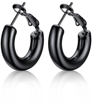 U7 Damen Kreolen Ohrringe 5mm dicke Creolen Ohrringe Edelstahl/18k vergoldet 30mm-80mm Kreis Hoop Ohrringe Ohr Schmuck Accessoire für Frauen Mädchen