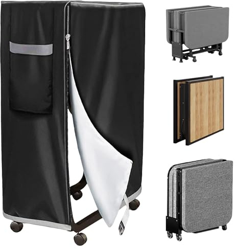 Klappbettdecke Aufbewahrungstasche, 114 x 99 x 38cm Aufbewahrungstasche für Gästebetten, Tragbare Wasserdicht Multifunktionale Tagesdecke für Schleuderklappbett Klappbett Gästebett, Schwarz